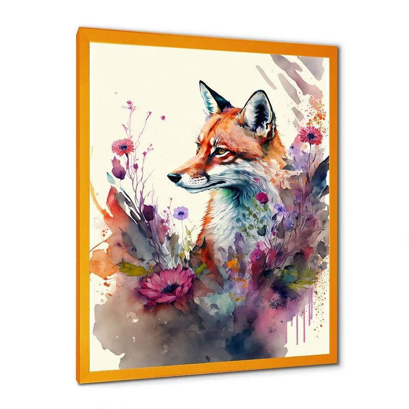 Cute Fox Floral Art Wall