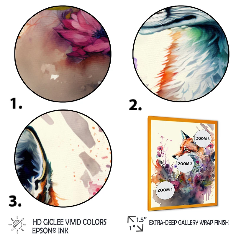 Cute Fox Floral Art Wall