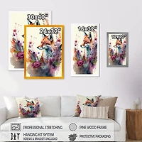 Cute Fox Floral Art Wall