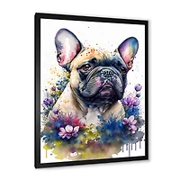 Cute Frenchie Floral Art I Wall