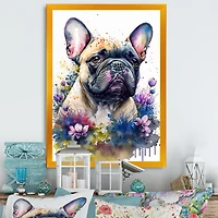 Cute Frenchie Floral Art I Wall