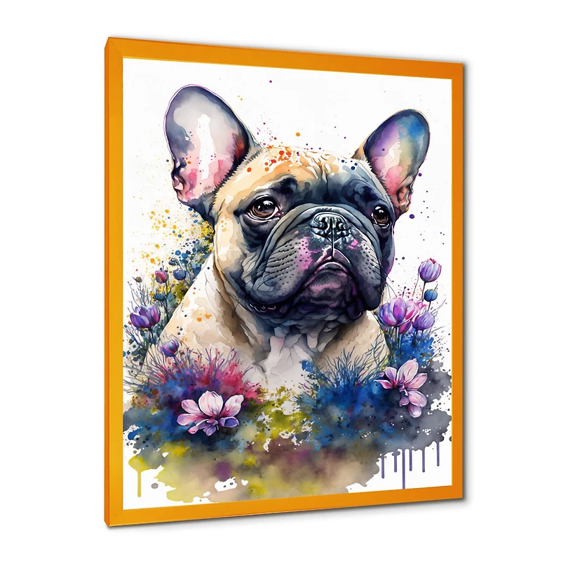 Cute Frenchie Floral Art I Wall