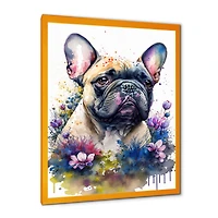 Cute Frenchie Floral Art I Wall