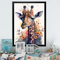 Cute Giraffe Floral Art I Wall
