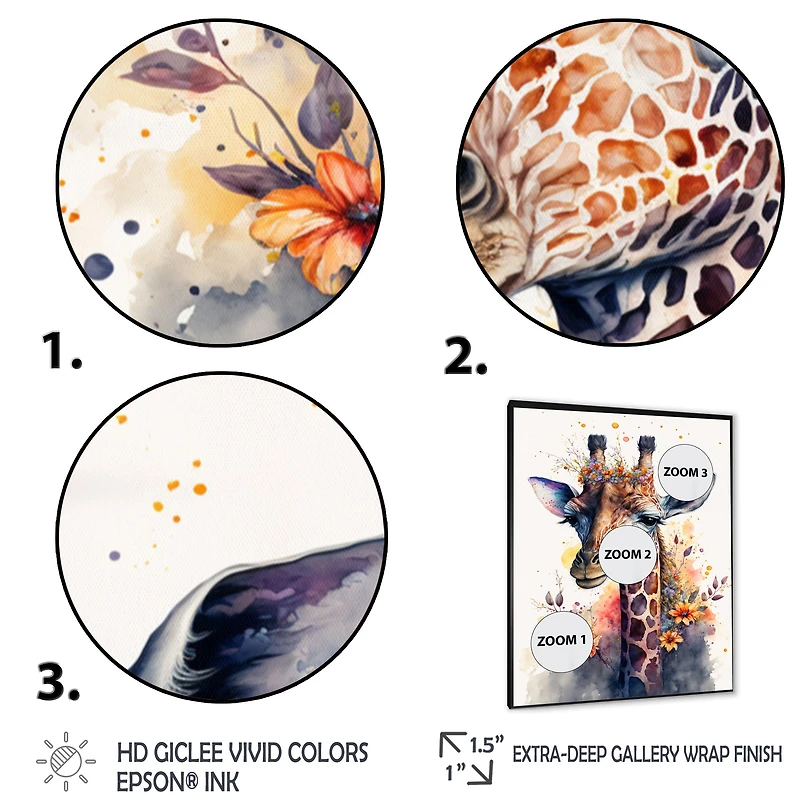 Cute Giraffe Floral Art I Wall