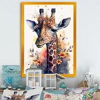 Cute Giraffe Floral Art I Wall