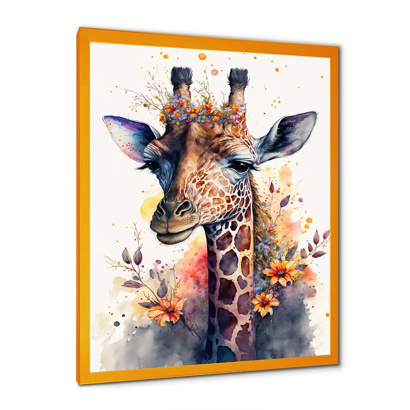 Cute Giraffe Floral Art I Wall