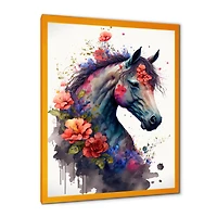 Cute Horse Floral Art I Wall