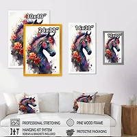 Cute Horse Floral Art I Wall