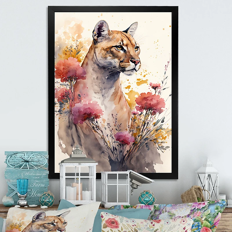 Cute Puma Floral Art Wall