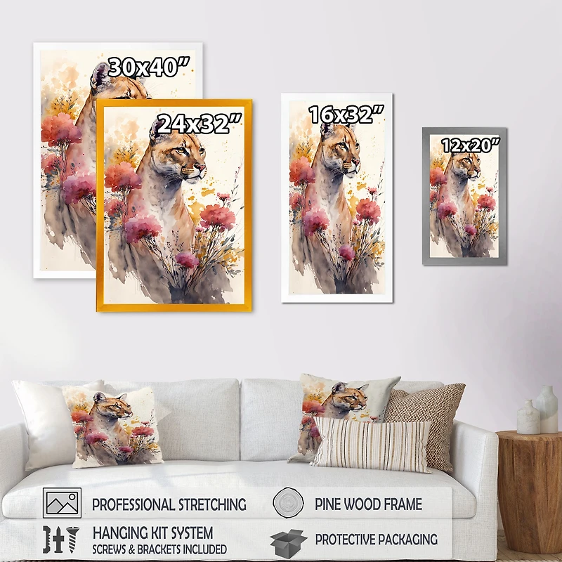 Cute Puma Floral Art Wall
