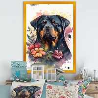 Cute Rottweilers Floral Art I Wall