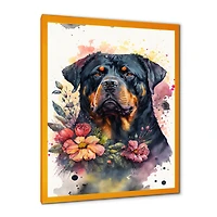Cute Rottweilers Floral Art I Wall