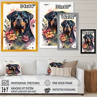 Cute Rottweilers Floral Art I Wall