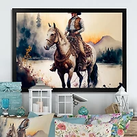 Western Cowboy Riding A Horse Wall Art