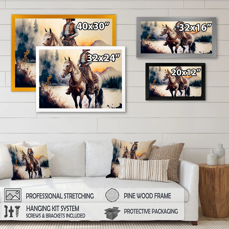 Western Cowboy Riding A Horse Wall Art