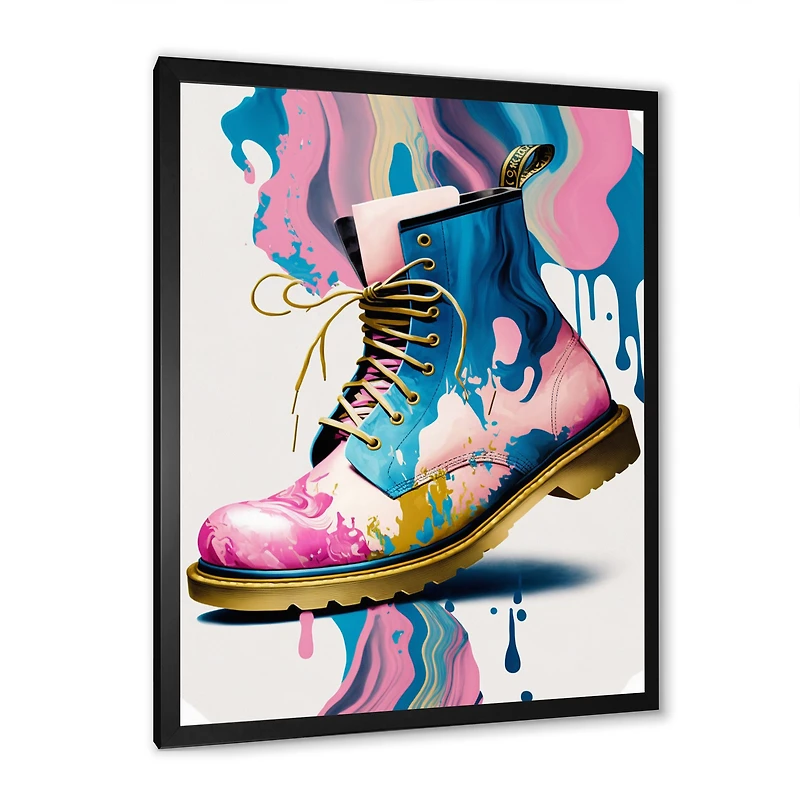 Pink And Blue Art Deco Army Shoes Wall
