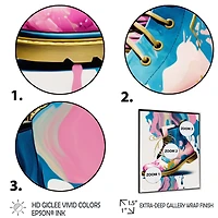 Pink And Blue Art Deco Army Shoes Wall