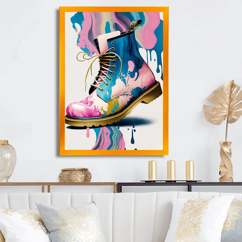 Pink And Blue Art Deco Army Shoes Wall