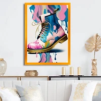 Pink And Blue Art Deco Army Shoes Wall