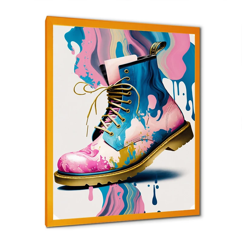 Pink And Blue Art Deco Army Shoes Wall