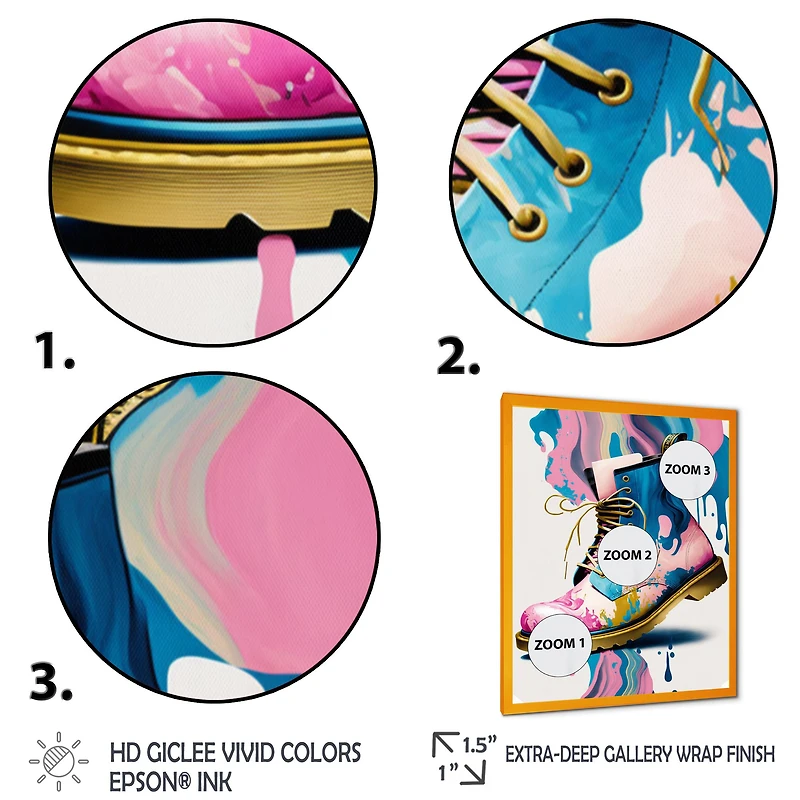 Pink And Blue Art Deco Army Shoes Wall