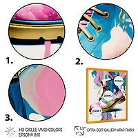 Pink And Blue Art Deco Army Shoes Wall