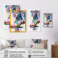 Pink And Blue Art Deco Army Shoes Wall