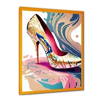 Pink And Blue Art Deco High Heel Shoes IV Wall