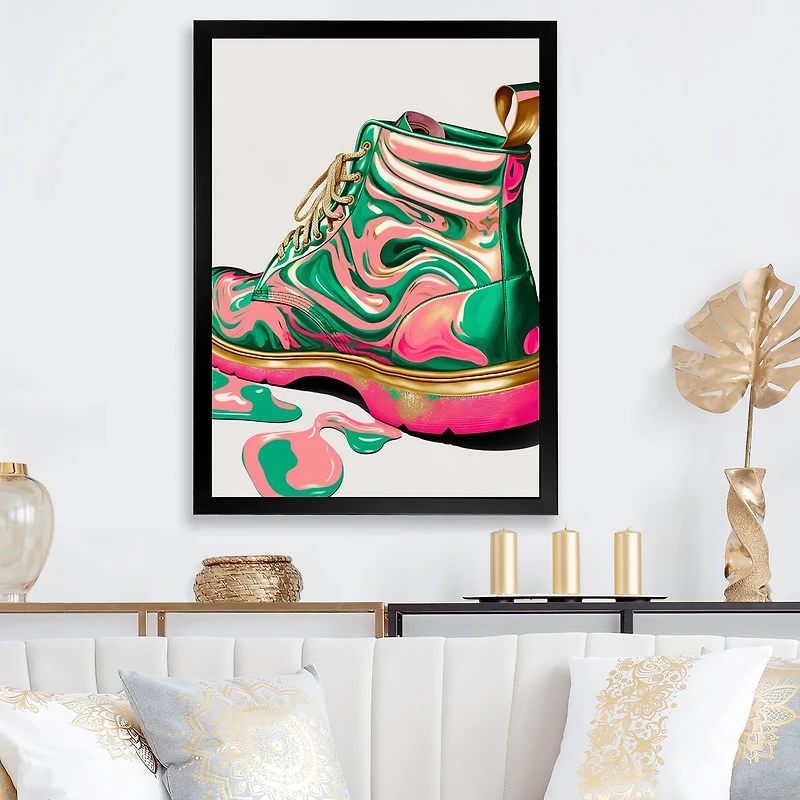 Pink And Green Art Deco Army Shoes Wall
