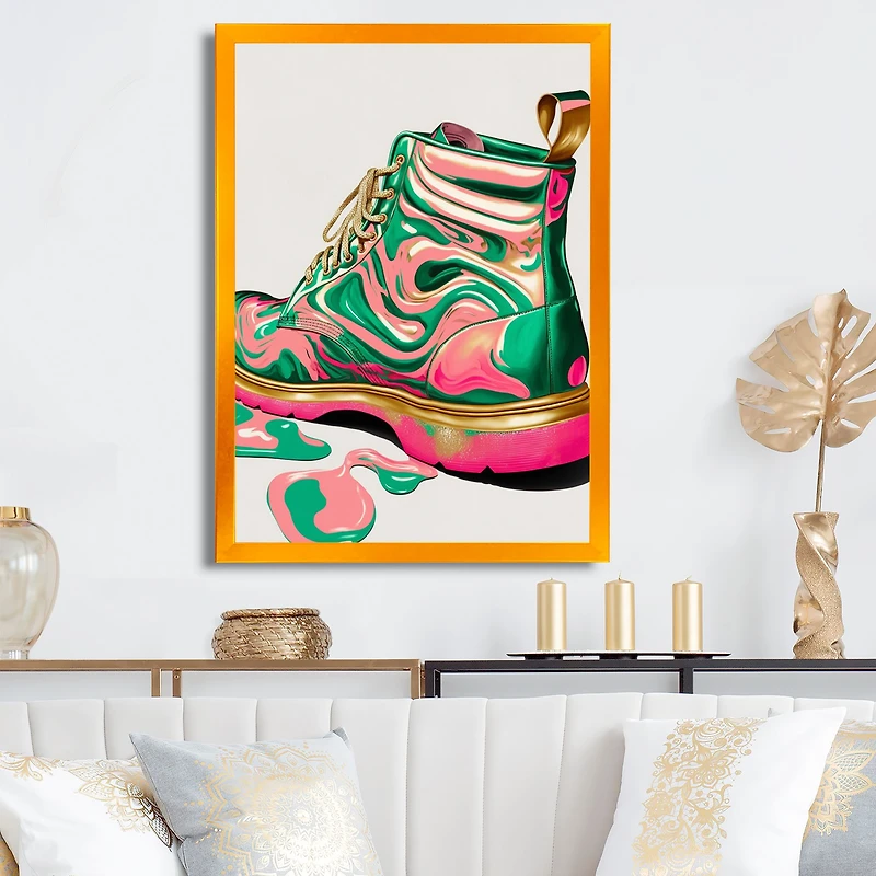 Pink And Green Art Deco Army Shoes Wall