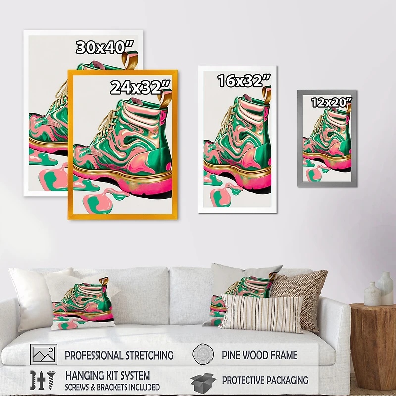 Pink And Green Art Deco Army Shoes Wall