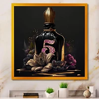 Chic Perfume Bottle With Pink Roses I Wall Art