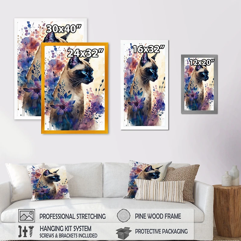 Cute Siamese Floral Art I Wall