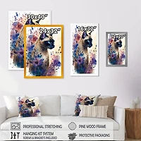 Cute Siamese Floral Art I Wall
