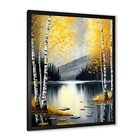 Monochrome Golden Birch Trees By The Lake I Wall Art