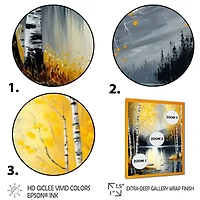 Monochrome Golden Birch Trees By The Lake I Wall Art