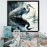 Cute Heron A Lake Floral Art IV Wall