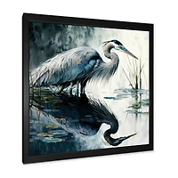 Cute Heron A Lake Floral Art IV Wall