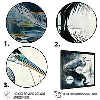 Cute Heron A Lake Floral Art IV Wall