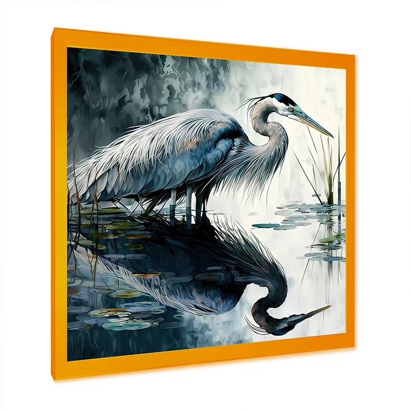 Cute Heron A Lake Floral Art IV Wall