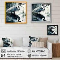 Cute Heron A Lake Floral Art IV Wall