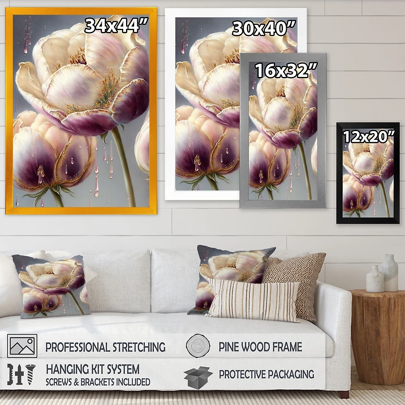 Cream And Purple Tulip Wall Art