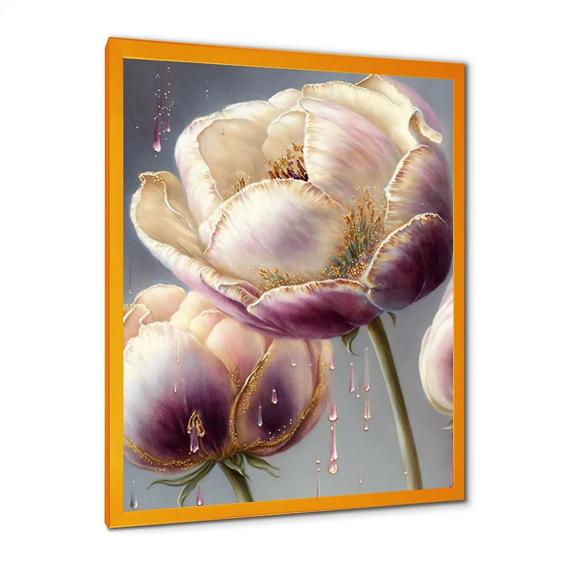 Cream And Purple Tulip Wall Art