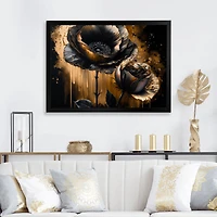 Black And Gold Popy Flowers Wall Art