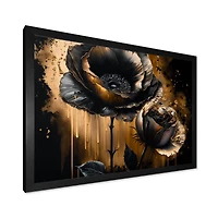 Black And Gold Popy Flowers Wall Art