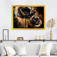 Black And Gold Popy Flowers Wall Art