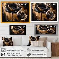 Black And Gold Popy Flowers Wall Art