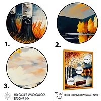 Red And Orange Birch Trees By The Lake VII Wall Art