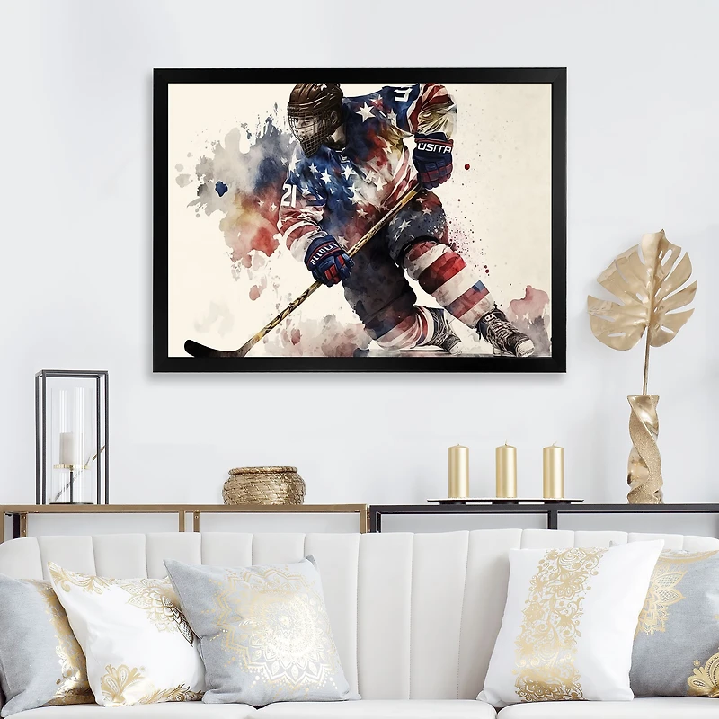 Usa Hockey Player Action Wall Art